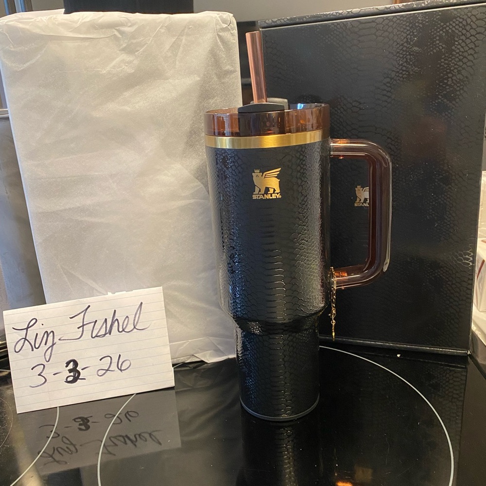Stanley Black Tumbler with Gold Accents
